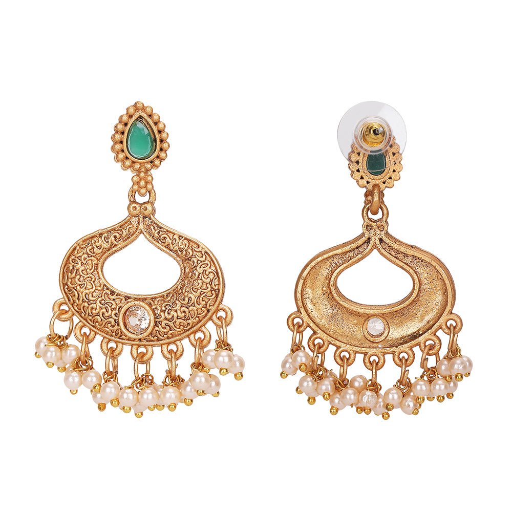 Stone Studded & Beaded Jewellery Set - Auraa Trends - Necklace Set - # - Auraa Trends - Stone Studded & Beaded Jewellery Set