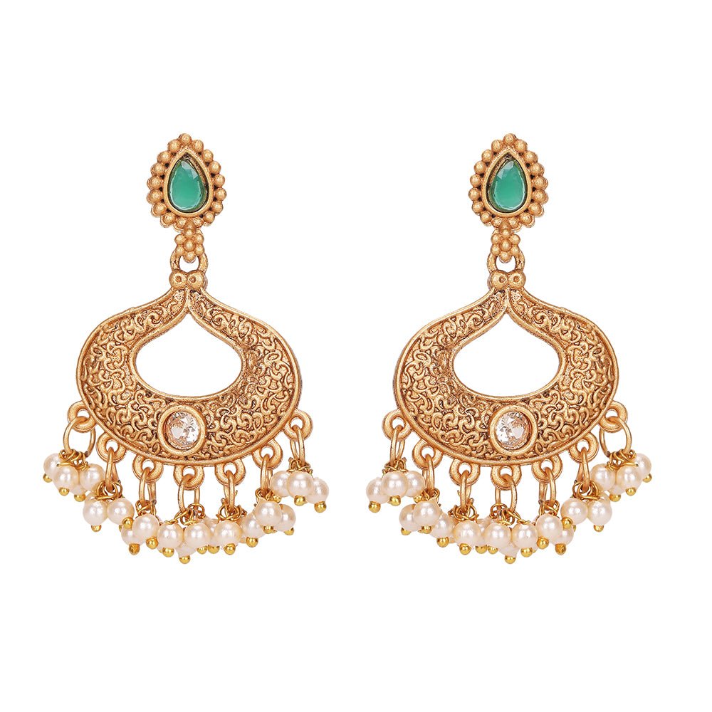 Stone Studded & Beaded Jewellery Set - Auraa Trends - Necklace Set - # - Auraa Trends - Stone Studded & Beaded Jewellery Set