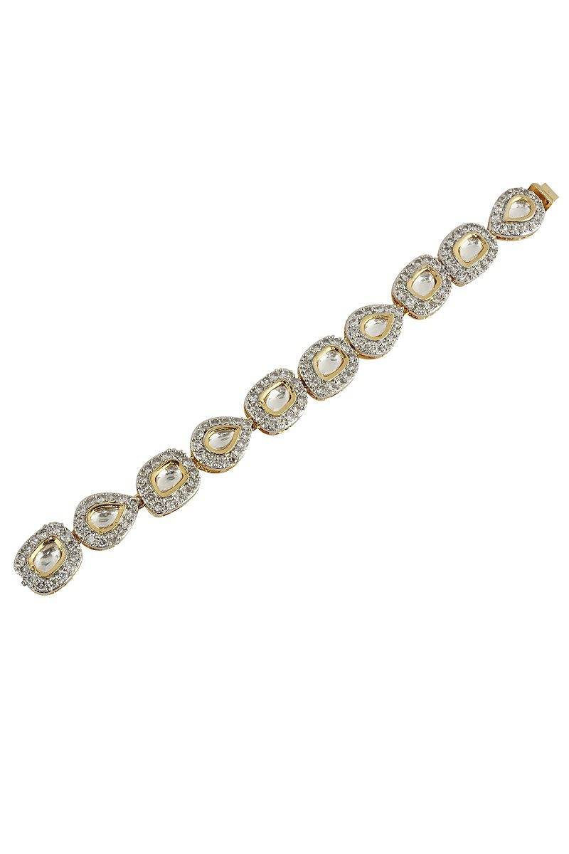 Stunning Gold Finish Diamond Studded Bracelet - Auraa Trends