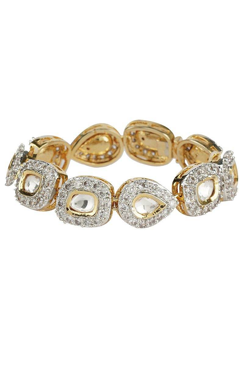 Stunning Gold Finish Diamond Studded Bracelet - Auraa Trends