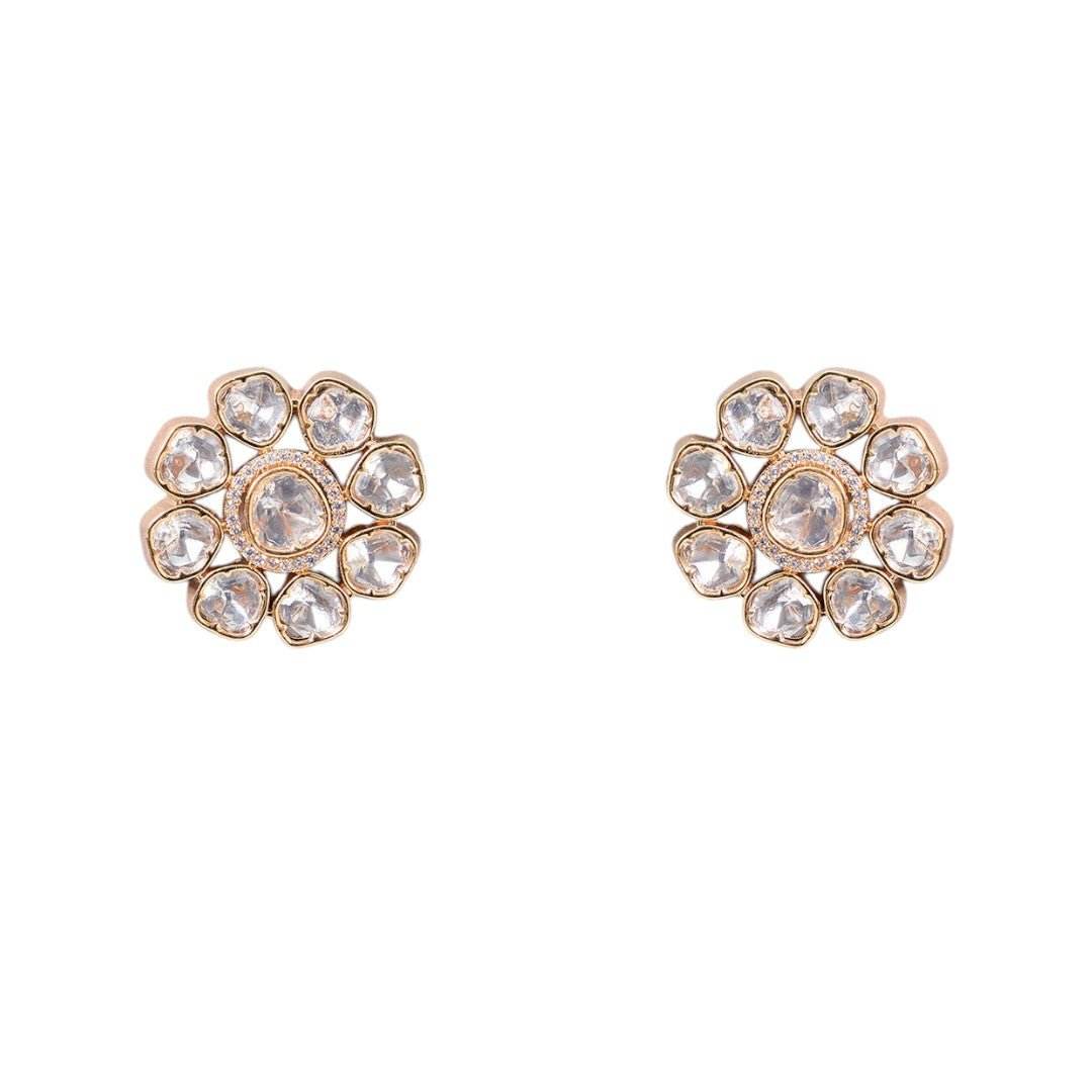 Stunning Gold-Plated Kundan Choker Necklace Set with Coordination Stud Earrings - Auraa Trends