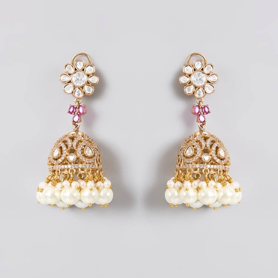 Stunning Maroon Kundan Choker Necklace Set with Jhumka Earrings - Auraa Trends