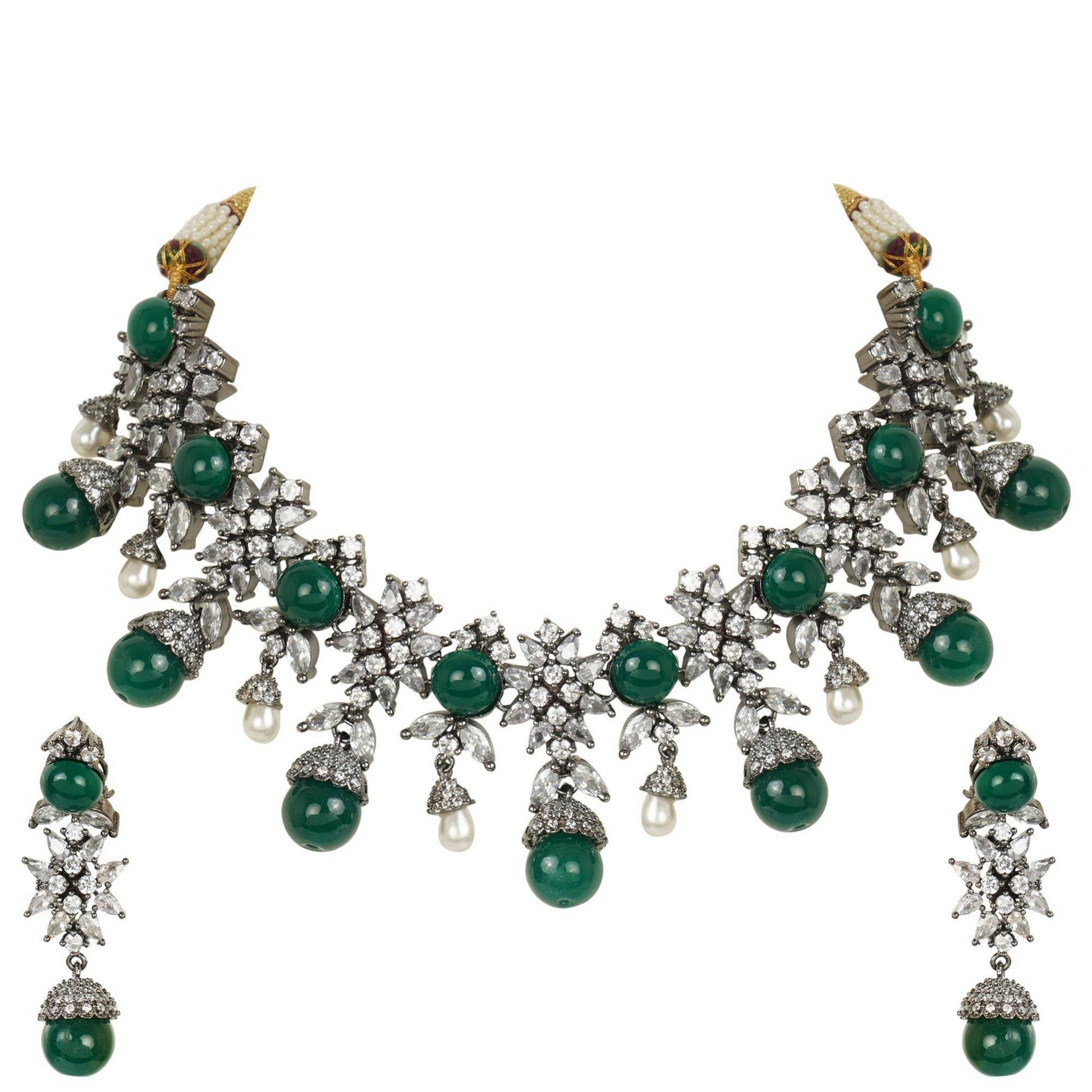 Sumptuous Diamonte Necklace Set - Auraa Trends