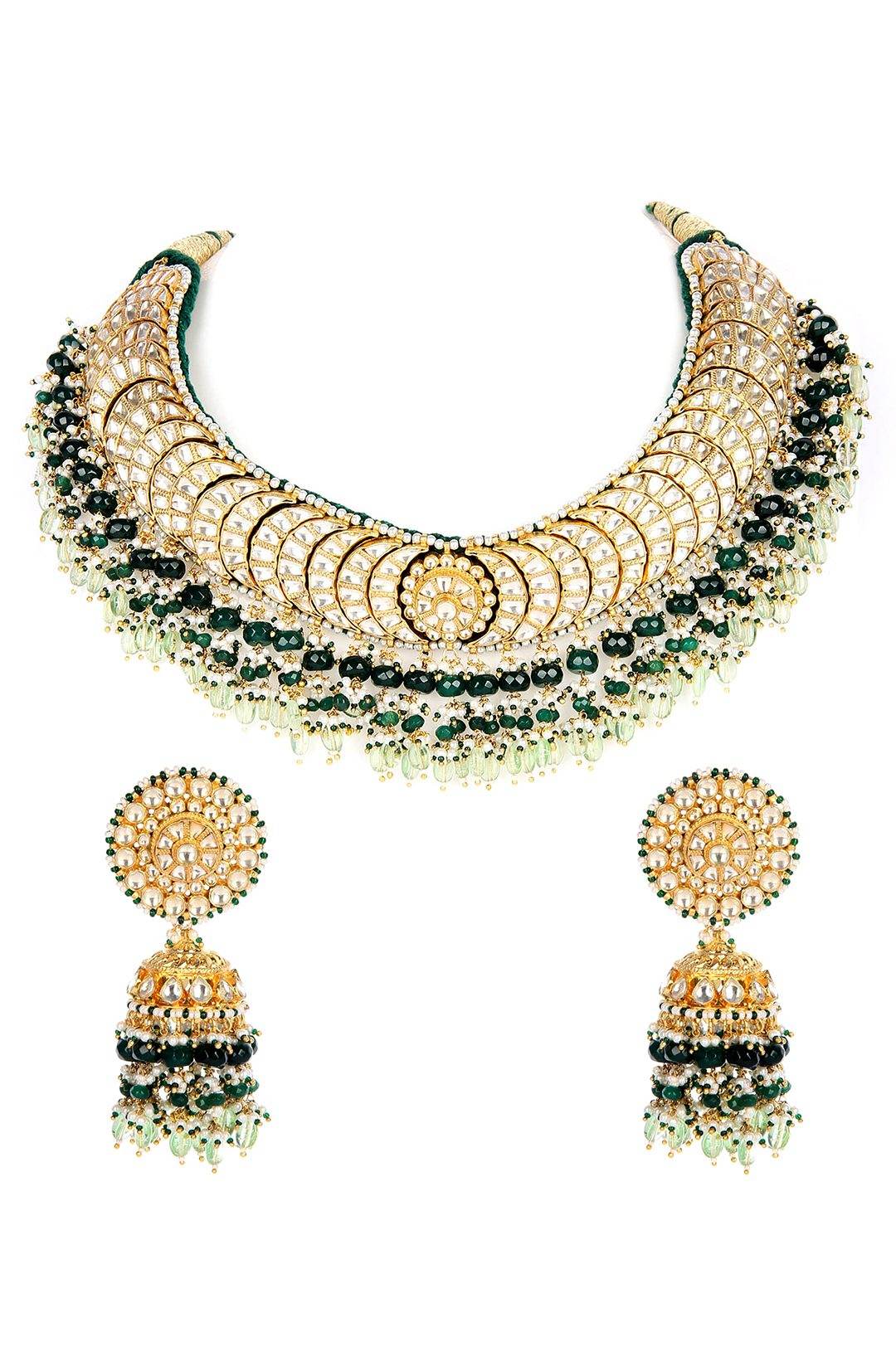 Sumptuous Gold Plated Kundan Necklace Set - Auraa Trends