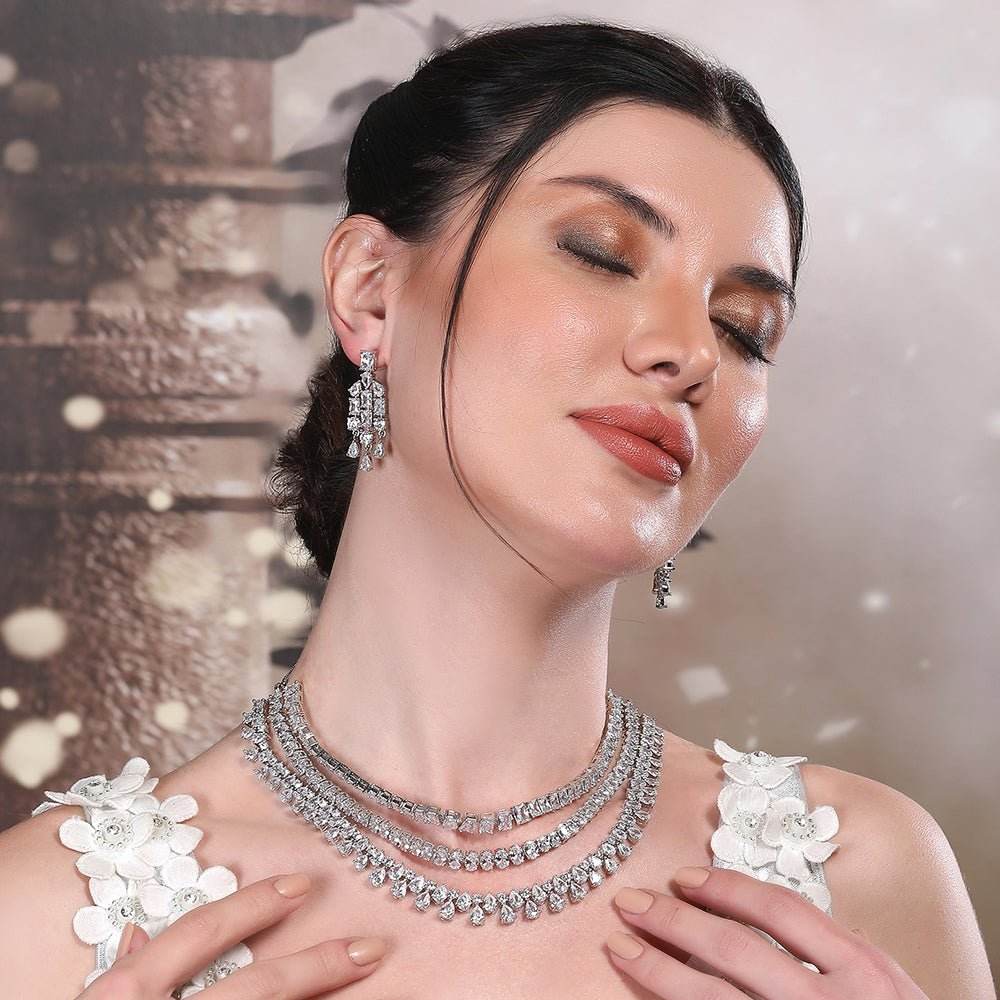 Timeless Multi-Layer Diamond Necklace Set - Auraa Trends
