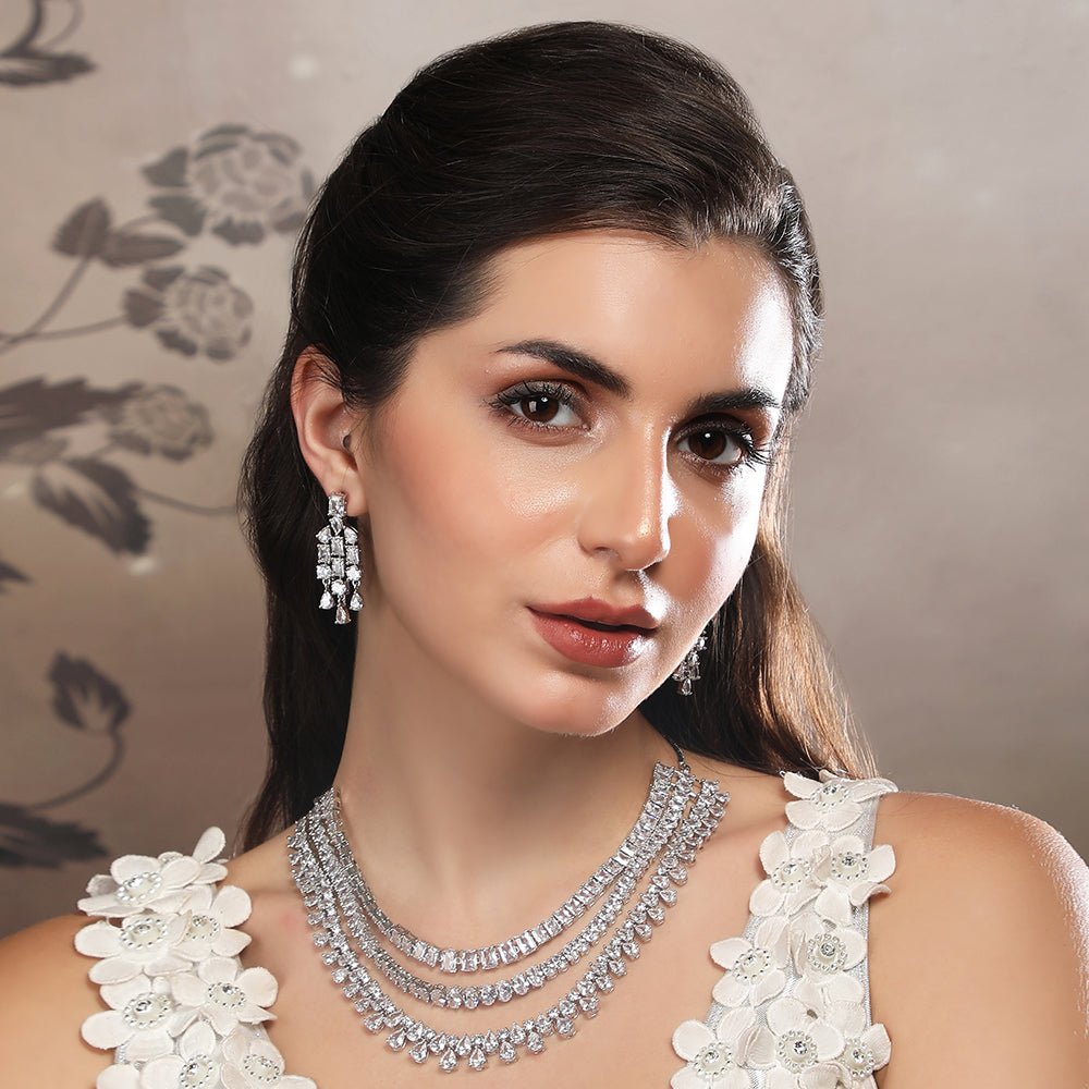 Timeless Multi - Layer Diamond Necklace Set - Auraa Trends - Necklace Set - Buy Timeless Multi - Layer Diamond Necklace Set