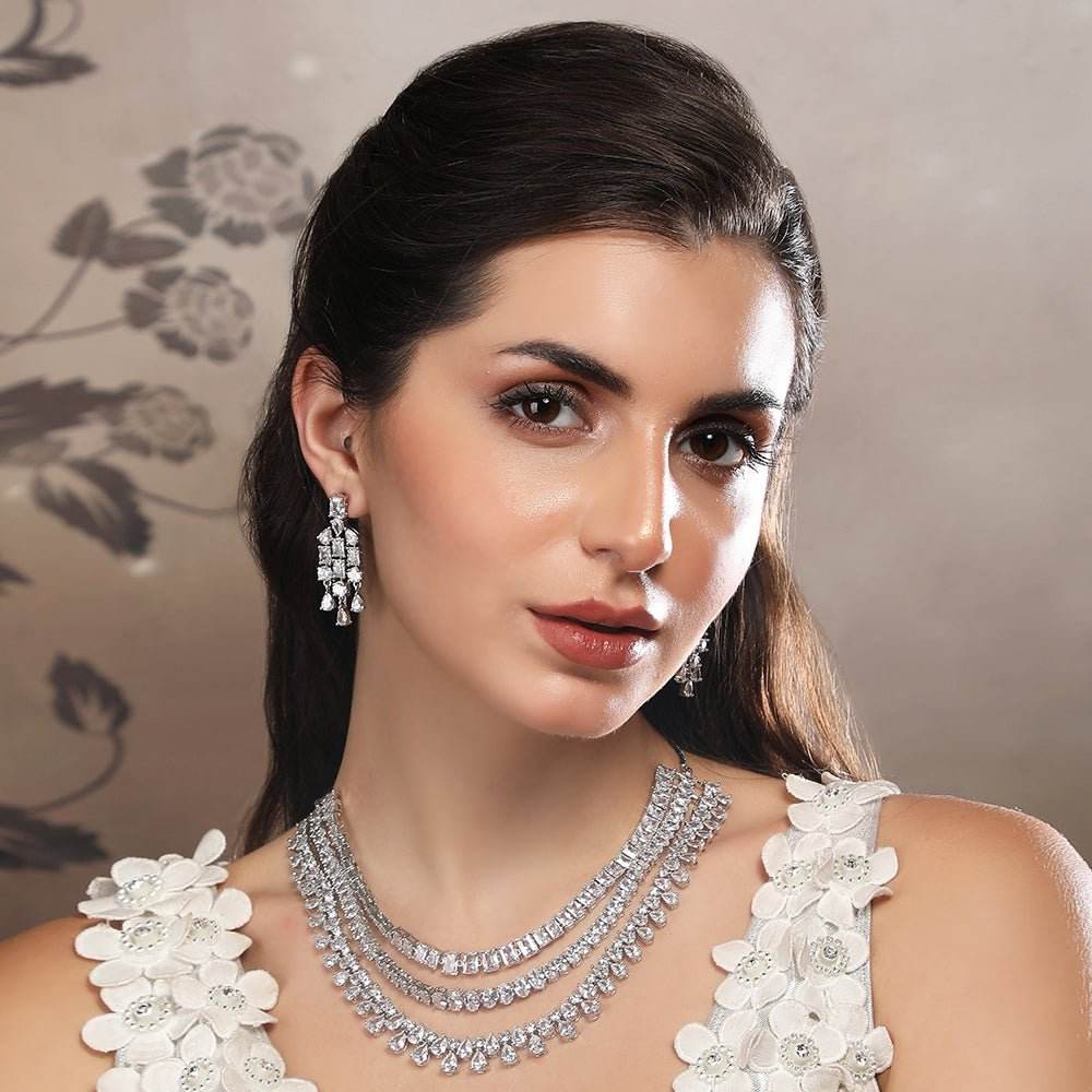 Timeless Multi-Layer Diamond Necklace Set - Auraa Trends