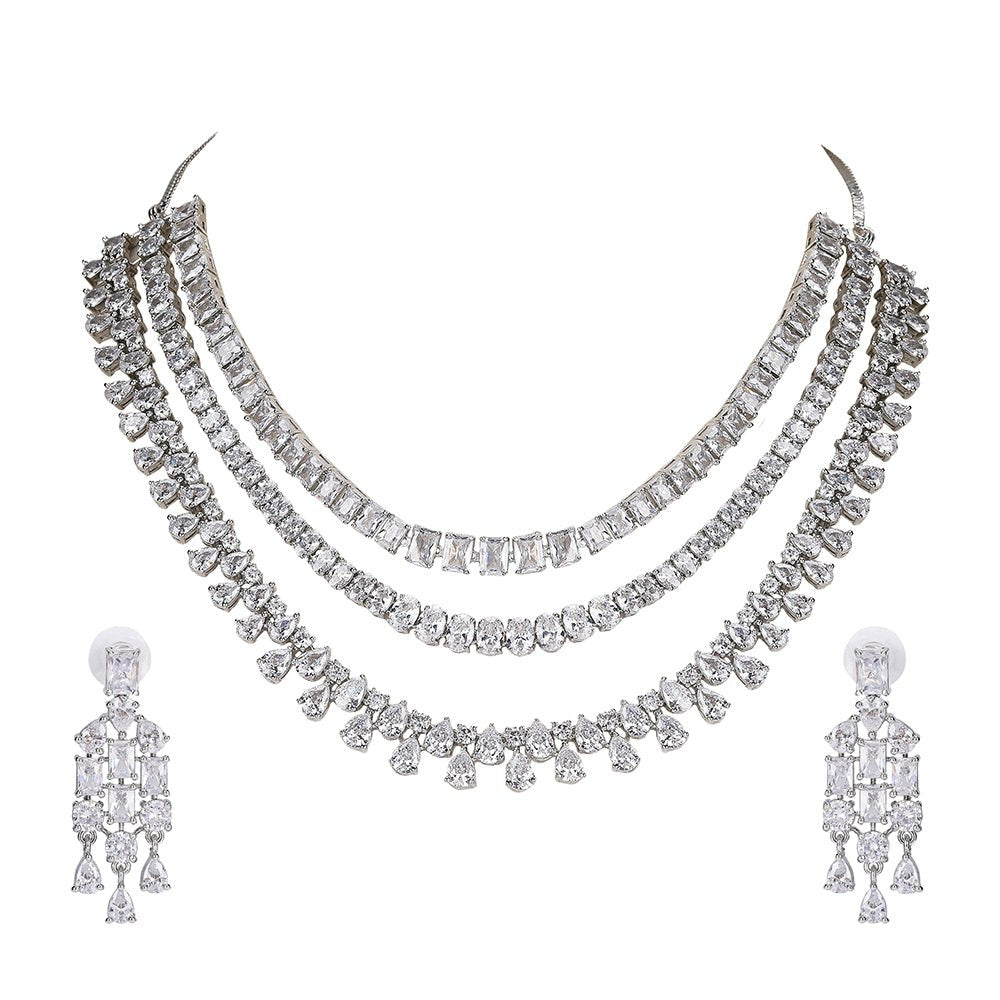 Timeless Multi - Layer Diamond Necklace Set - Auraa Trends - Necklace Set - Timeless Multi - Layer Diamond Necklace Set
