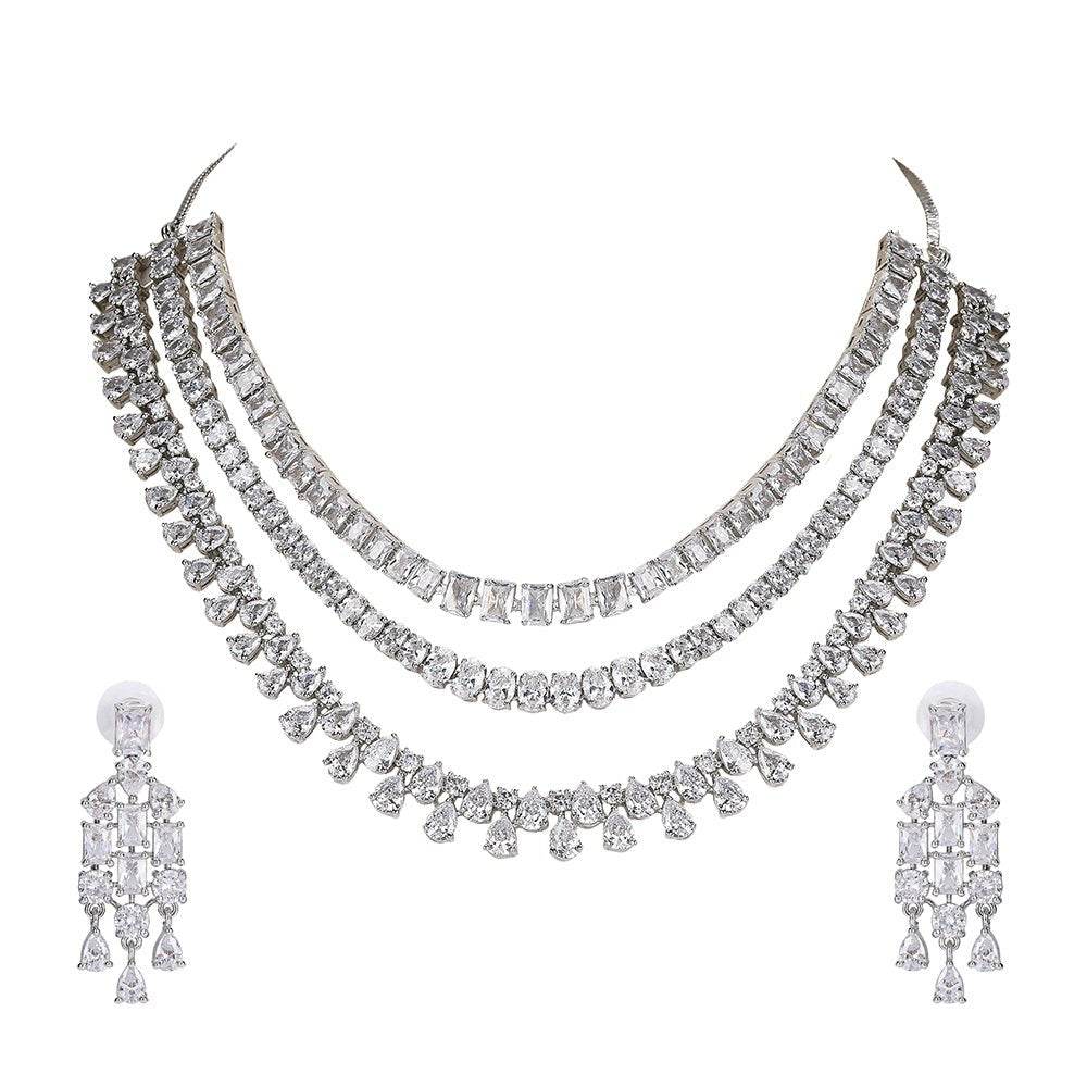 Timeless Multi-Layer Diamond Necklace Set - Auraa Trends