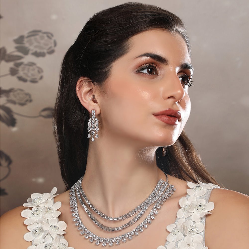 Timeless Multi - Layer Diamond Necklace Set - Auraa Trends - Necklace Set - Buy Now Timeless Multi - Layer Diamond Necklace