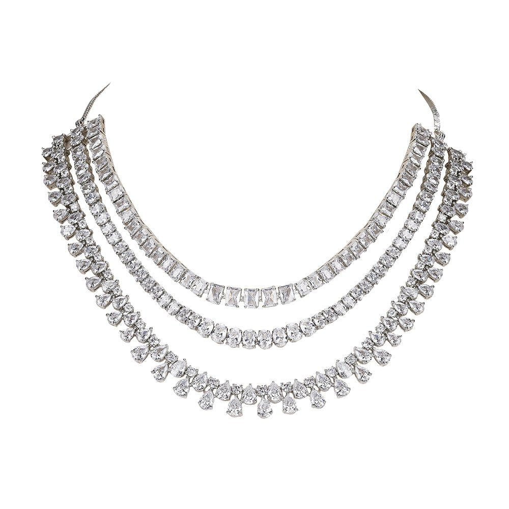 Timeless Multi - Layer Diamond Necklace Set - Auraa Trends - Necklace Set - Timeless Multi - Layer Diamond Necklace Set