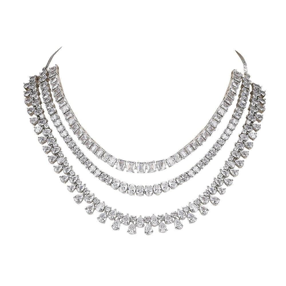Timeless Multi-Layer Diamond Necklace Set - Auraa Trends