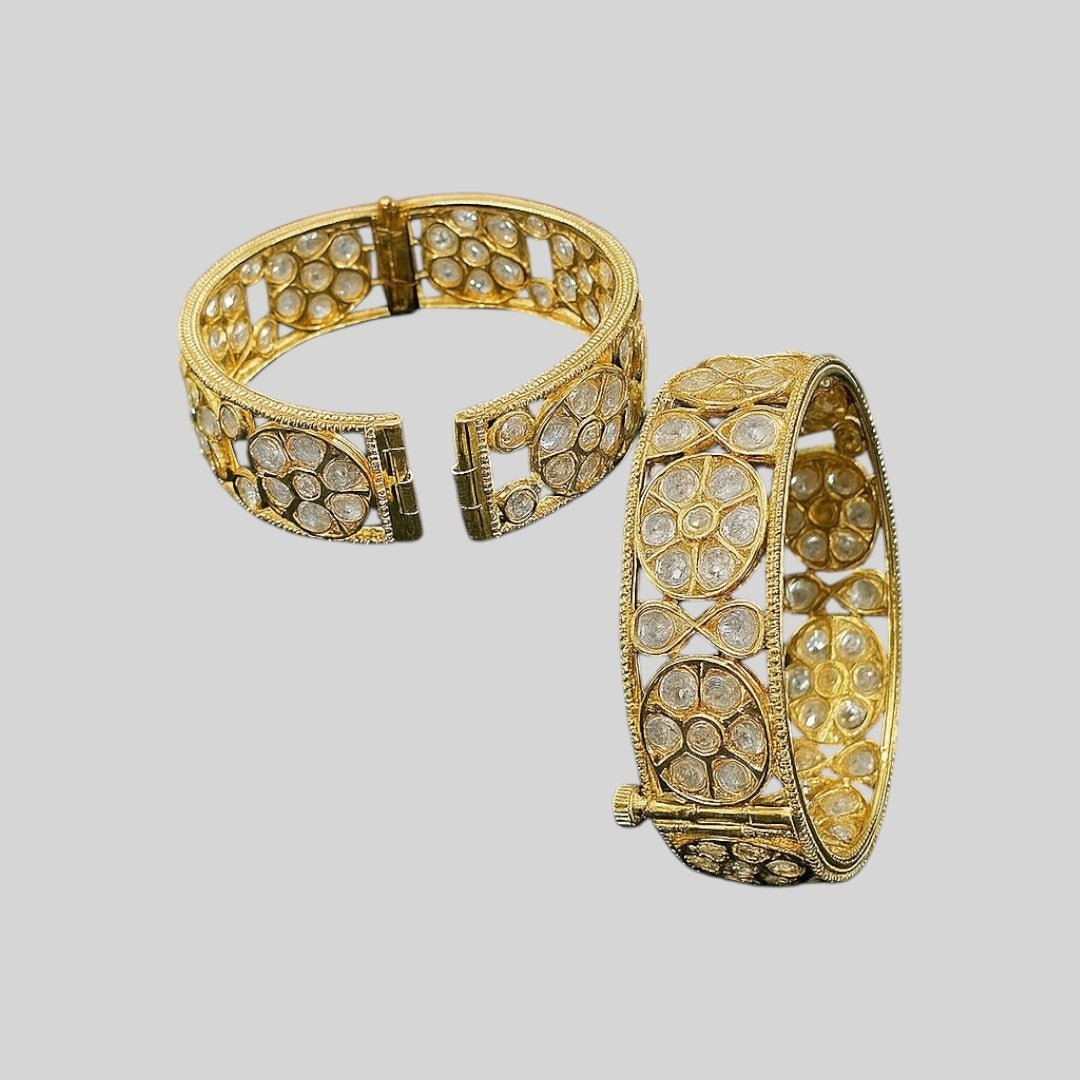 Traditional Antique Finish Bridal Kada Set - Auraa Trends - Bangles - - Auraa Trends - Traditional Antique Finish Bridal Kada Set