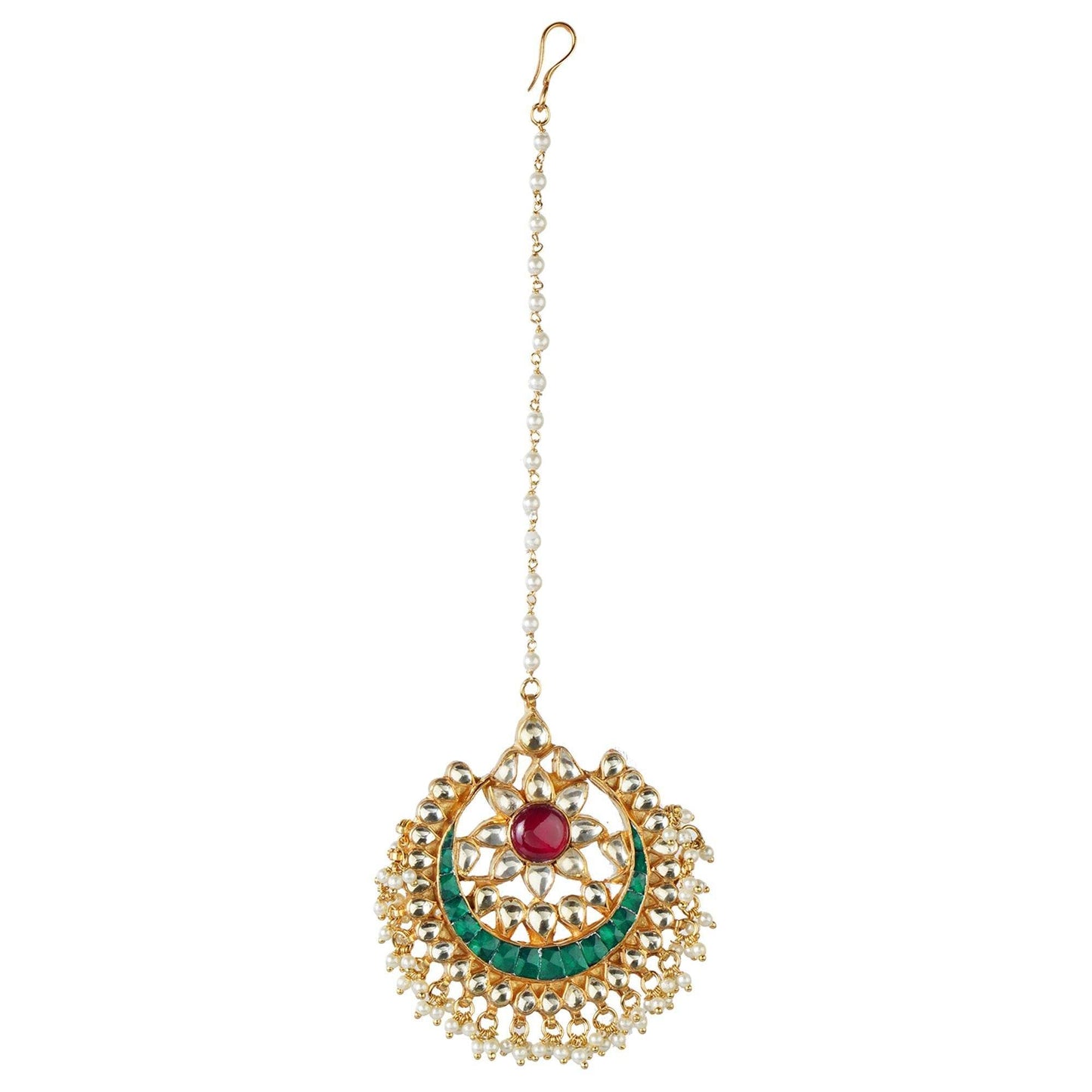 Traditional Kundan & Pearl Maangtikka – Bridal Jewelry - Auraa Trends