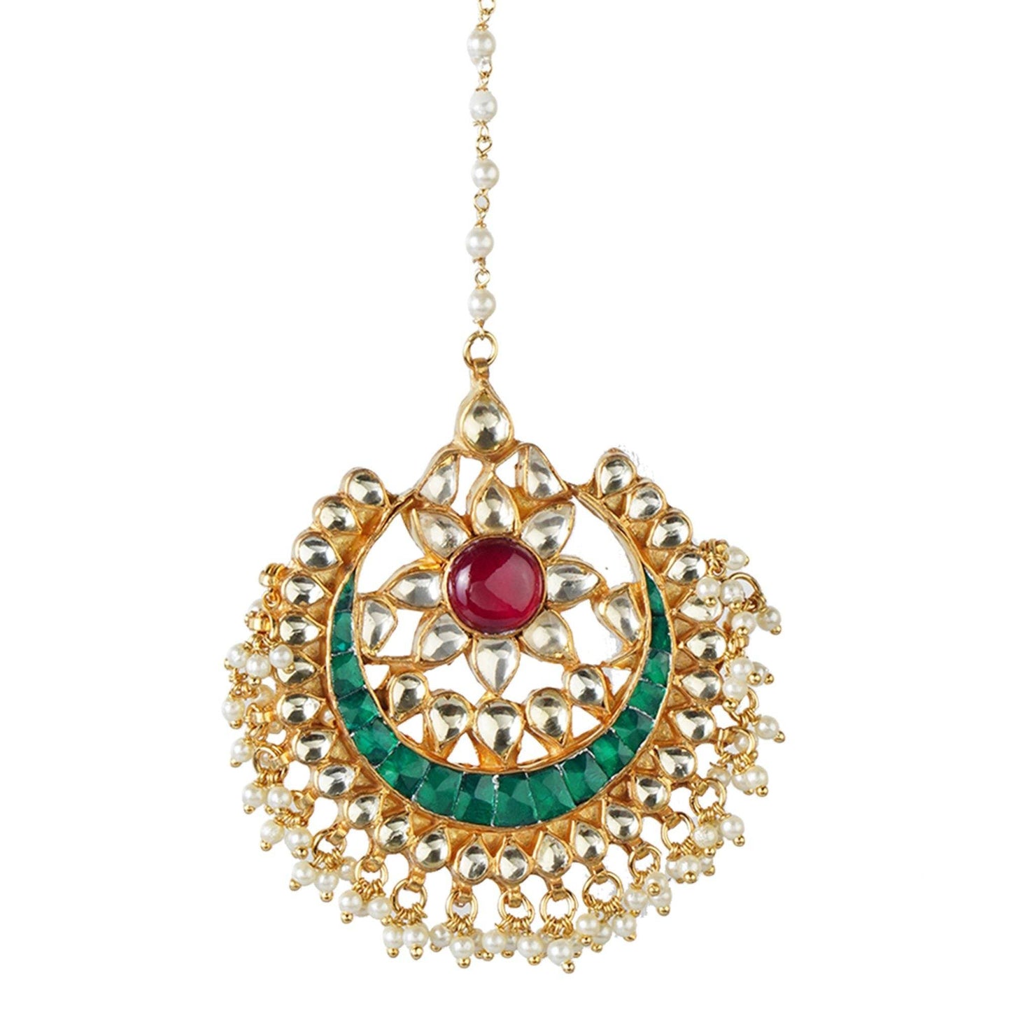 Traditional Kundan & Pearl Maangtikka – Bridal Jewelry - Auraa Trends