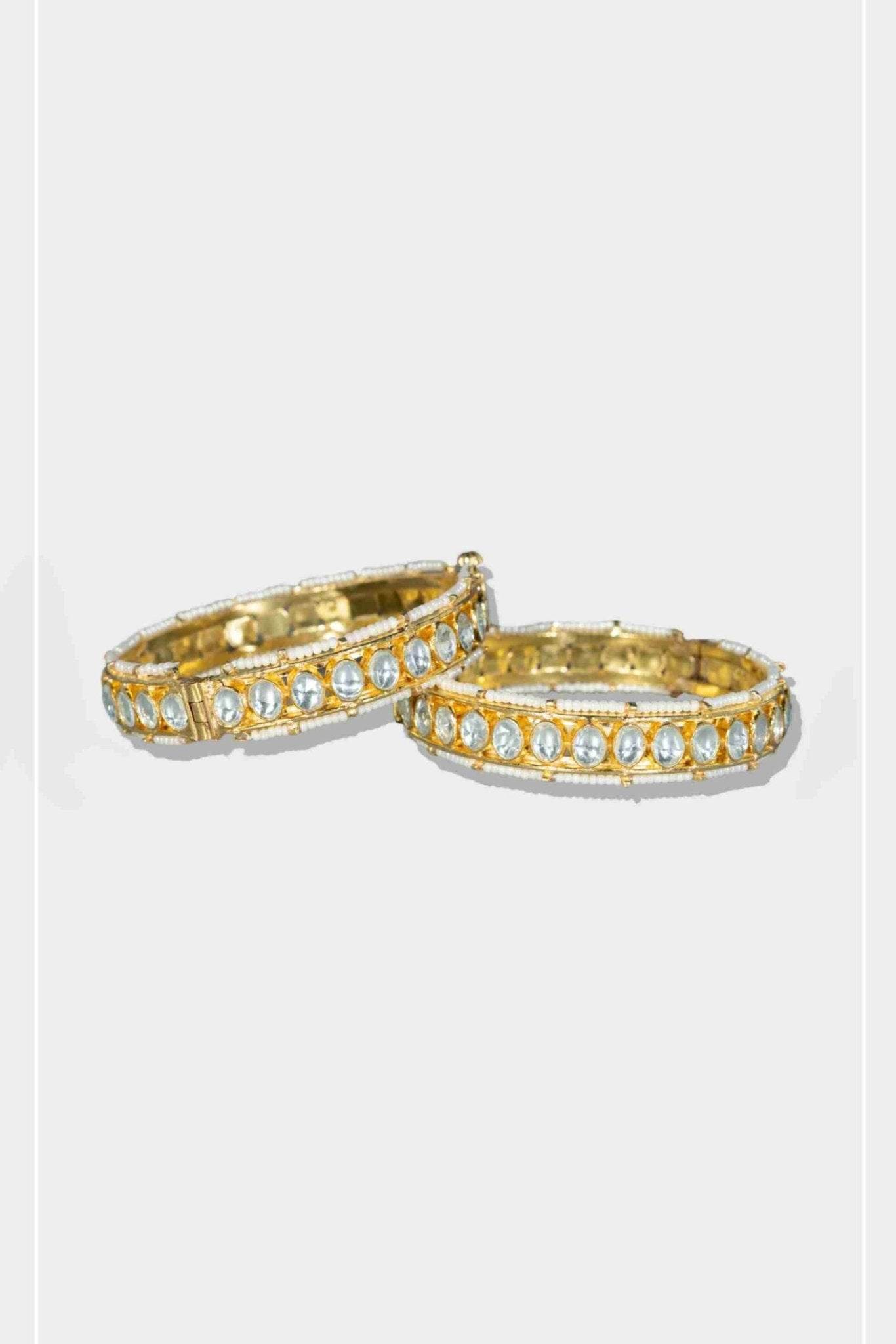 Traditional Moissanite Gold-Tone Kundan Bracelet - Auraa Trends