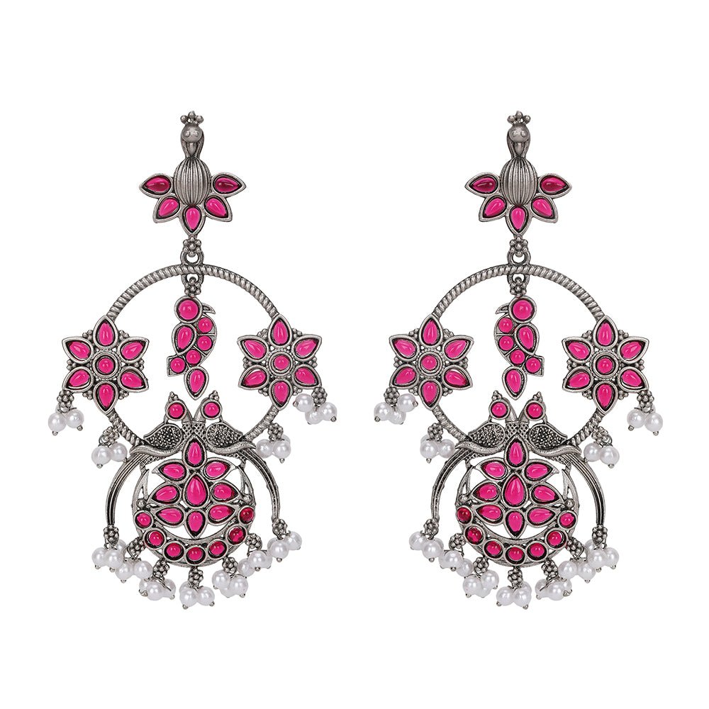 Traditional Silver - Plated Chandelier Earrings - Auraa Trends - Chandelier Earrings - Traditional Silver - Plated Chandelier