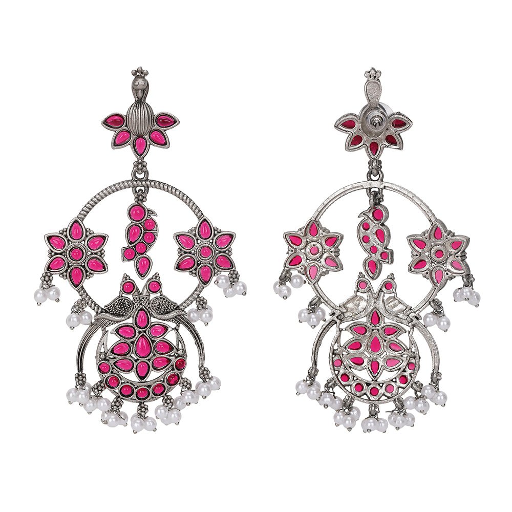 Traditional Silver - Plated Chandelier Earrings - Auraa Trends - Chandelier Earrings - Traditional Silver - Plated Chandelier