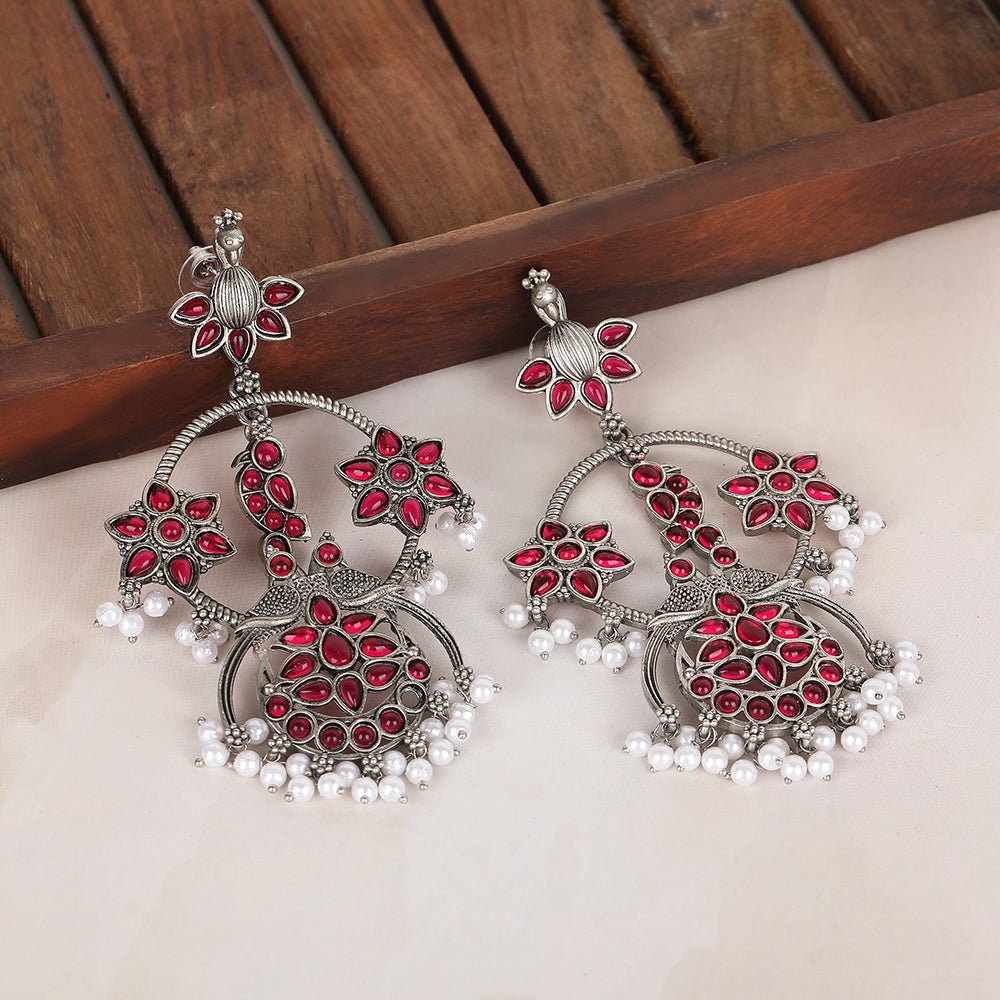Traditional Silver - Plated Chandelier Earrings - Auraa Trends - Chandelier Earrings - Traditional Silver - Plated Chandelier