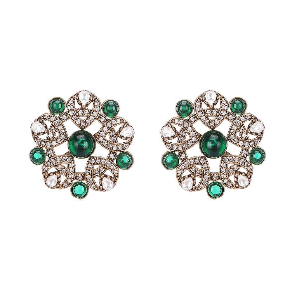 Two Tone Finish Zircon Necklace Set - Auraa Trends