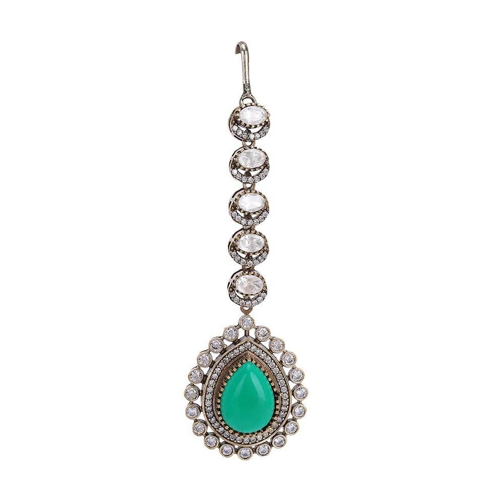 Wedding Necklace Set Gold And Green - Auraa Trends