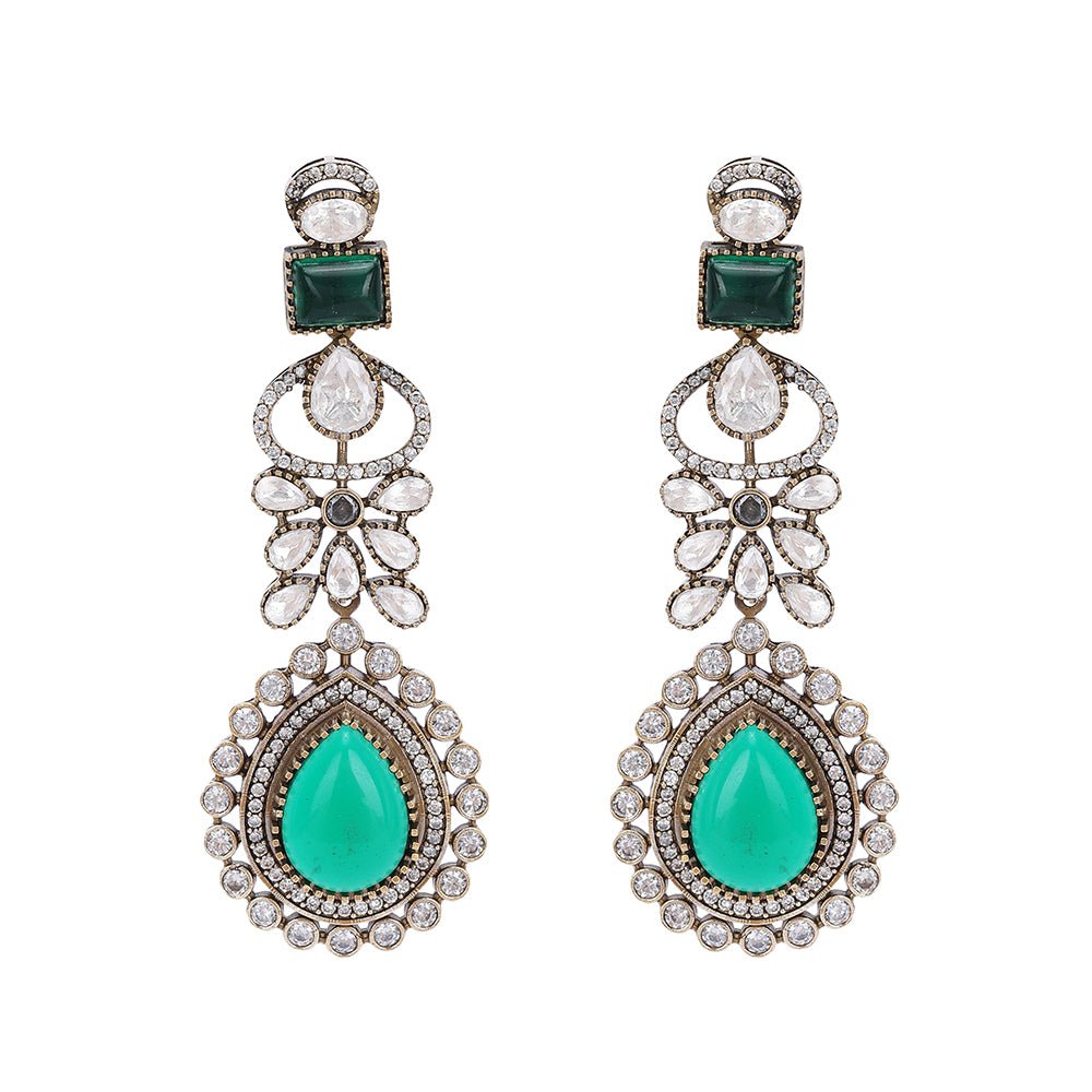 Wedding Necklace Set Gold And Green - Auraa Trends - Necklaces set - Wedding Necklace Set Gold And Green Online In India