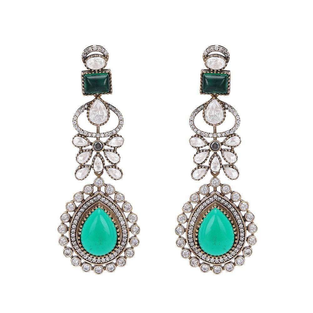 Wedding Necklace Set Gold And Green - Auraa Trends