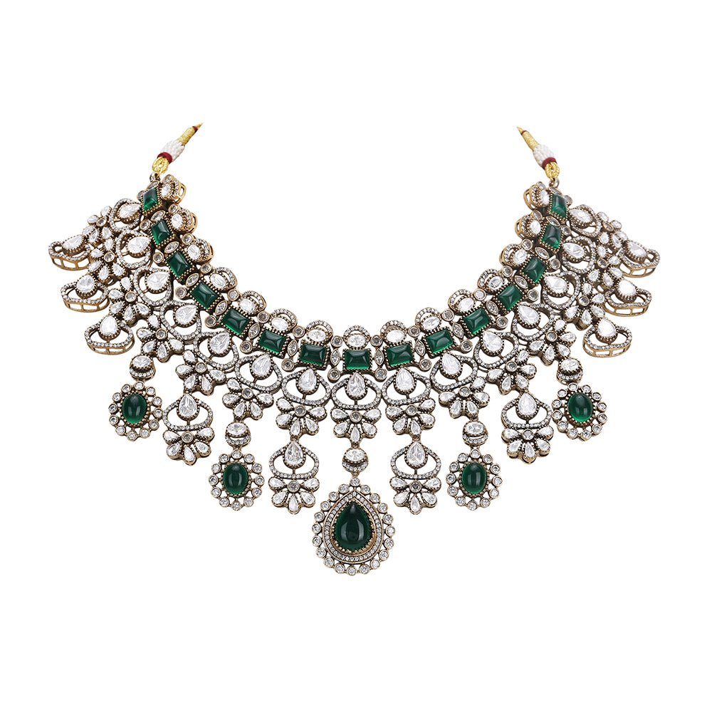 Wedding Necklace Set Gold And Green - Auraa Trends - Necklaces set - Shop now Wedding Necklace Set Gold And Green