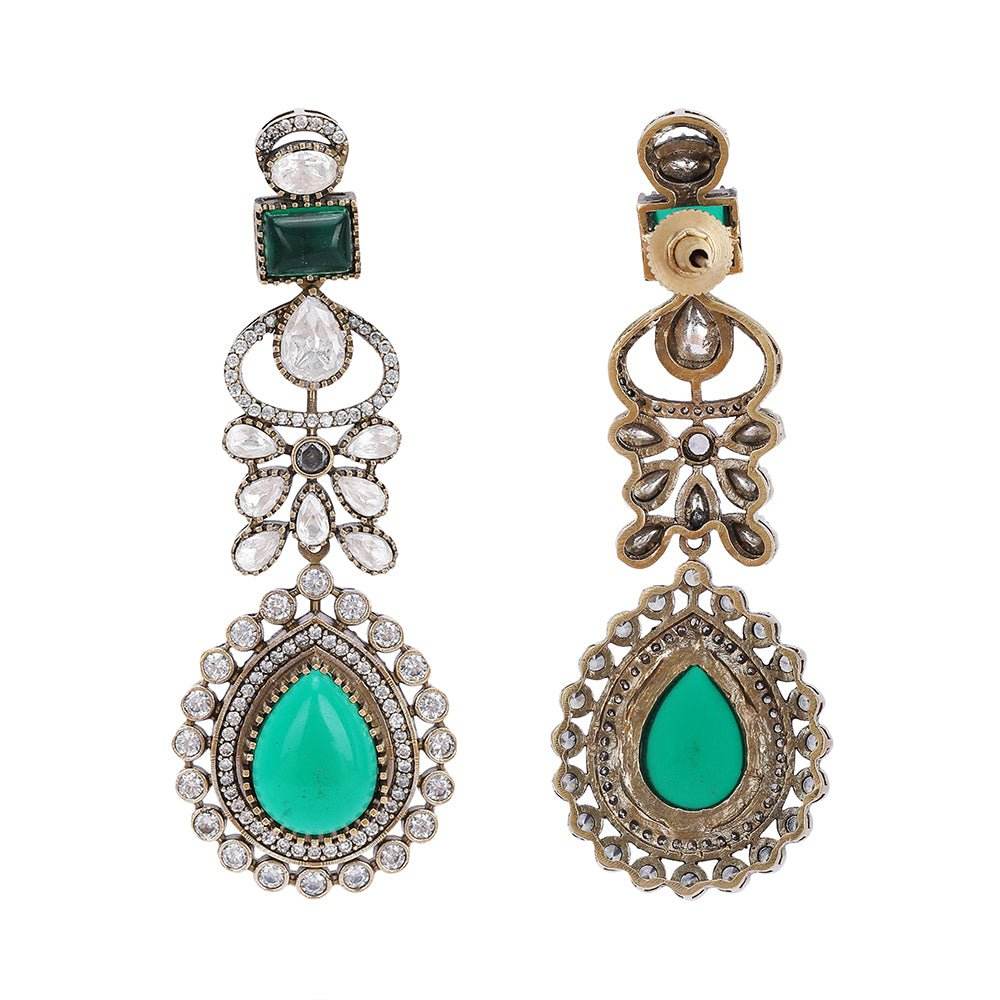 Wedding Necklace Set Gold And Green - Auraa Trends