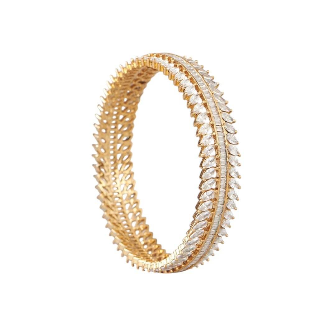 White Rhodium Finish American Diamond Bangles (Set of 2) - Auraa Trends