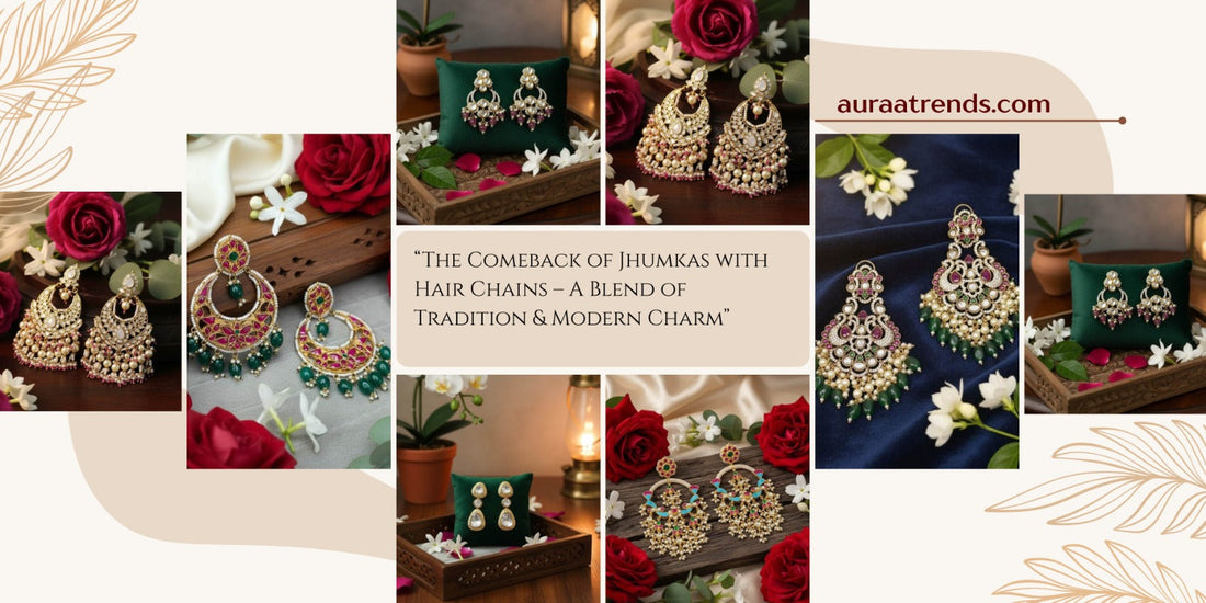 The Comeback of Jhumkas with Hair Chains – A Blend of Tradition & Modern Charm - Auraa Trends
