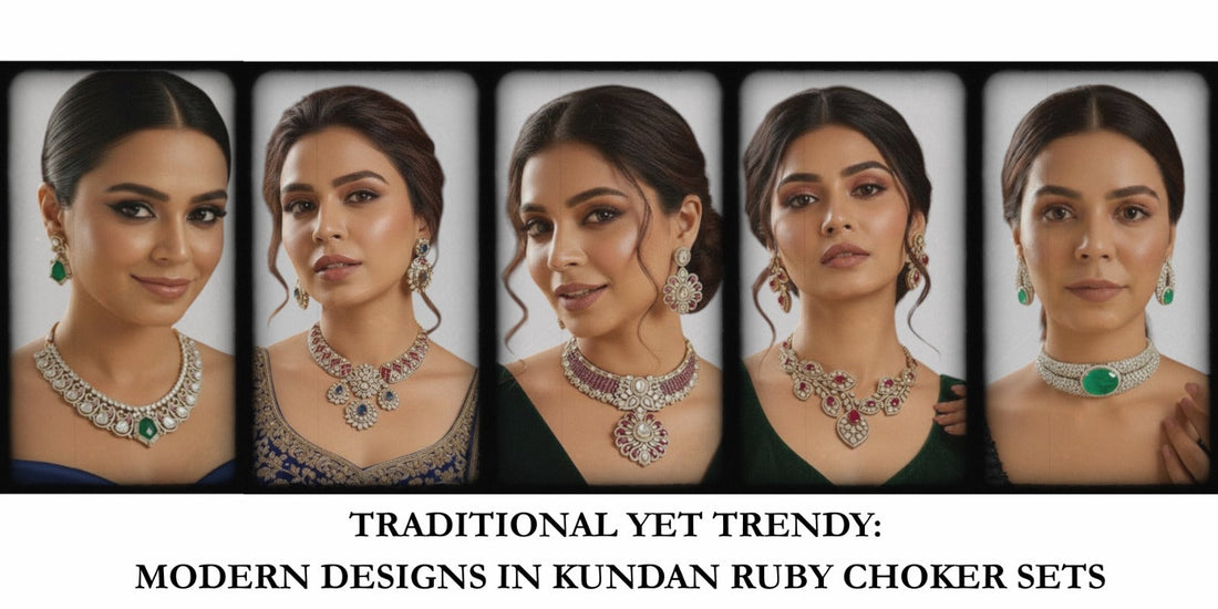 Traditional Yet Trendy: Modern Designs in Kundan Ruby Choker Sets - Auraa Trends