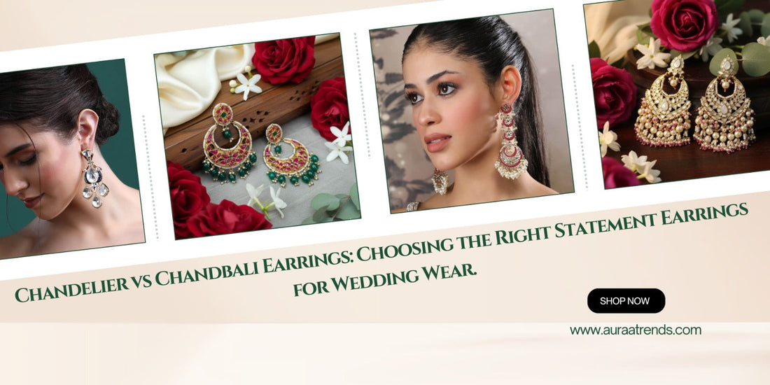Chandelier vs Chandbali Earrings: Choosing the Right Statement Earrings for Wedding Wea - Auraa Trends