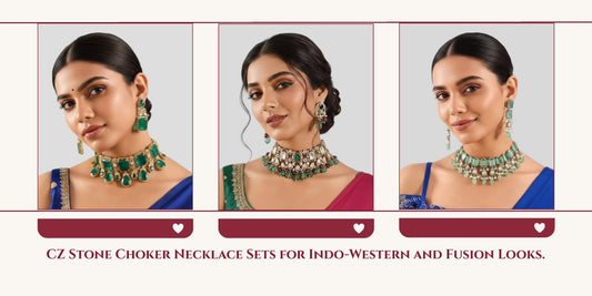 CZ Stone Choker Necklace Sets for Indo-Western and Fusion Looks - Auraa Trends