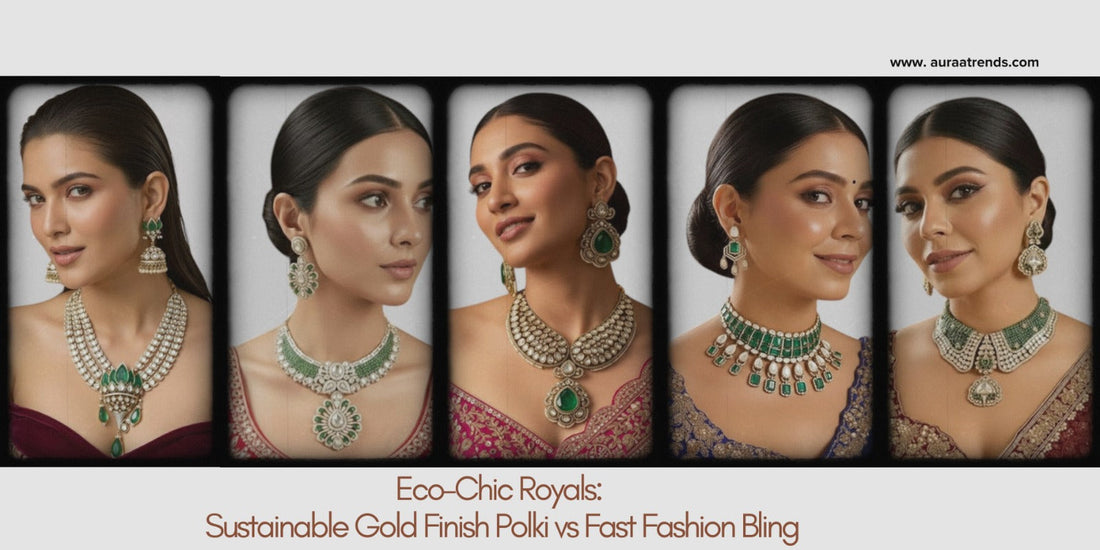 Eco-Chic Royals: Sustainable Gold Finish Polki vs Fast Fashion Bling - Auraa Trends