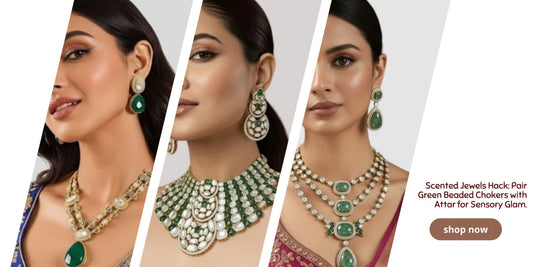 Scented Jewels Hack: Pair Green Beaded Chokers with Attar for Sensory Glam - Auraa Trends