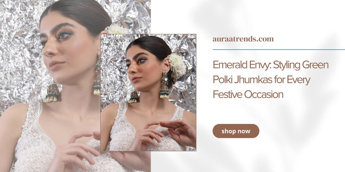 green polki jhumkas