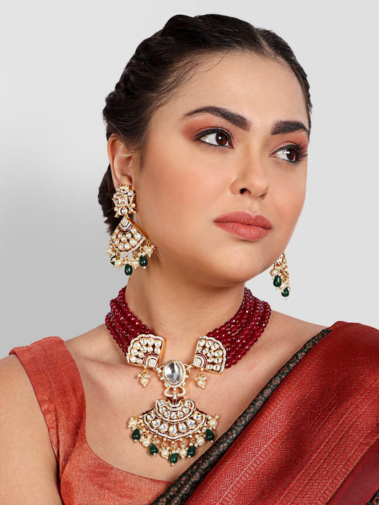 Gold Plated Kundan Necklace Set