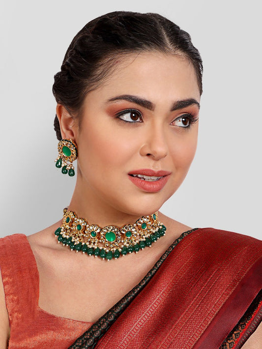 22KT Gold Plated Kundan Choker Necklace Set