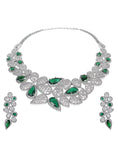 Load image into Gallery viewer, Glamorous Green Rhodium Plated American Diamond Necklace Set For Women
