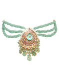 Load image into Gallery viewer, Radiant Gold Plated Turquoise Blue Kundan Traditional Choker Set
