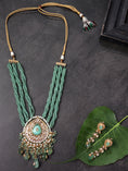 Load image into Gallery viewer, Radiant Gold Plated Turquoise Blue Kundan Traditional Choker Set
