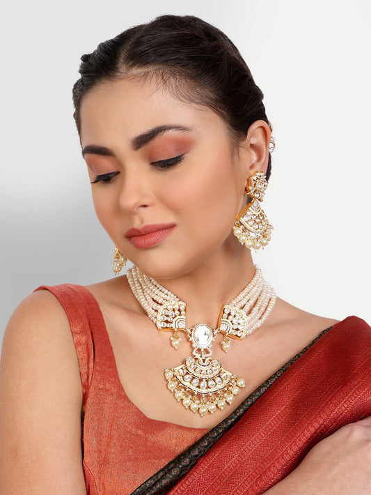 Gold Plated Kundan Necklace Set