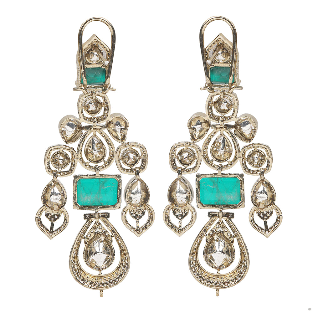 Emerald green kundan bridal necklace set with matching earrings, gold plated choker style wedding jewelry