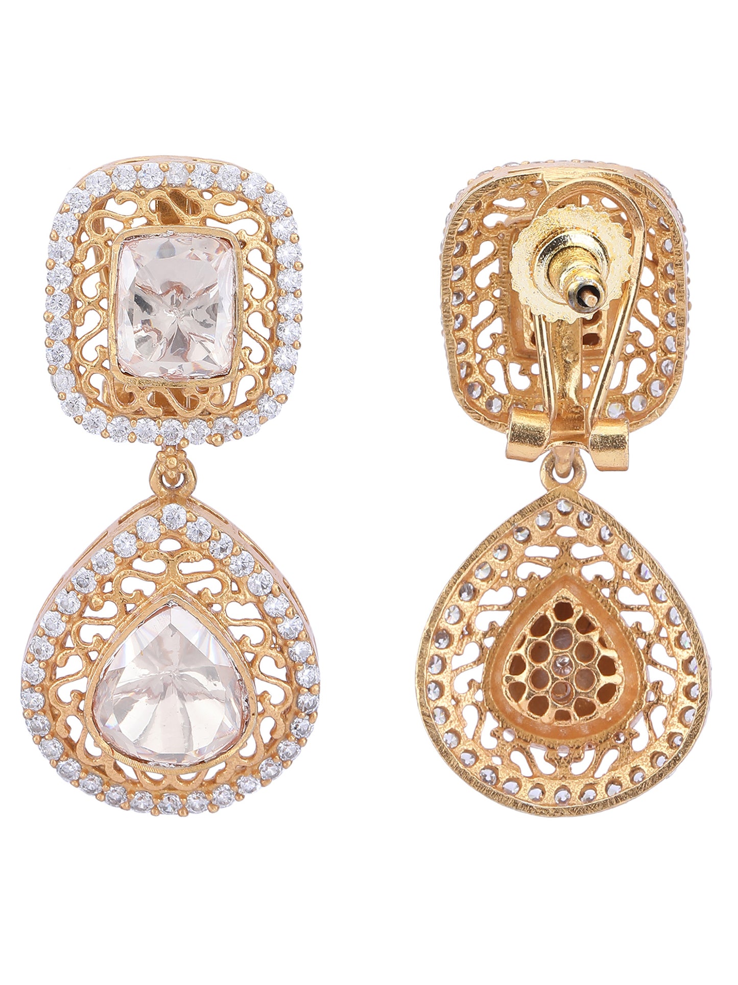 Gold-Plated Teardrop Shaped Drop Earrings