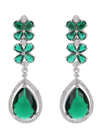 Elegant Green Crystal Necklace Set with Floral Design