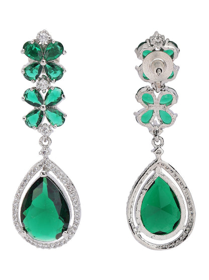 Elegant Green Crystal Necklace Set with Floral Design