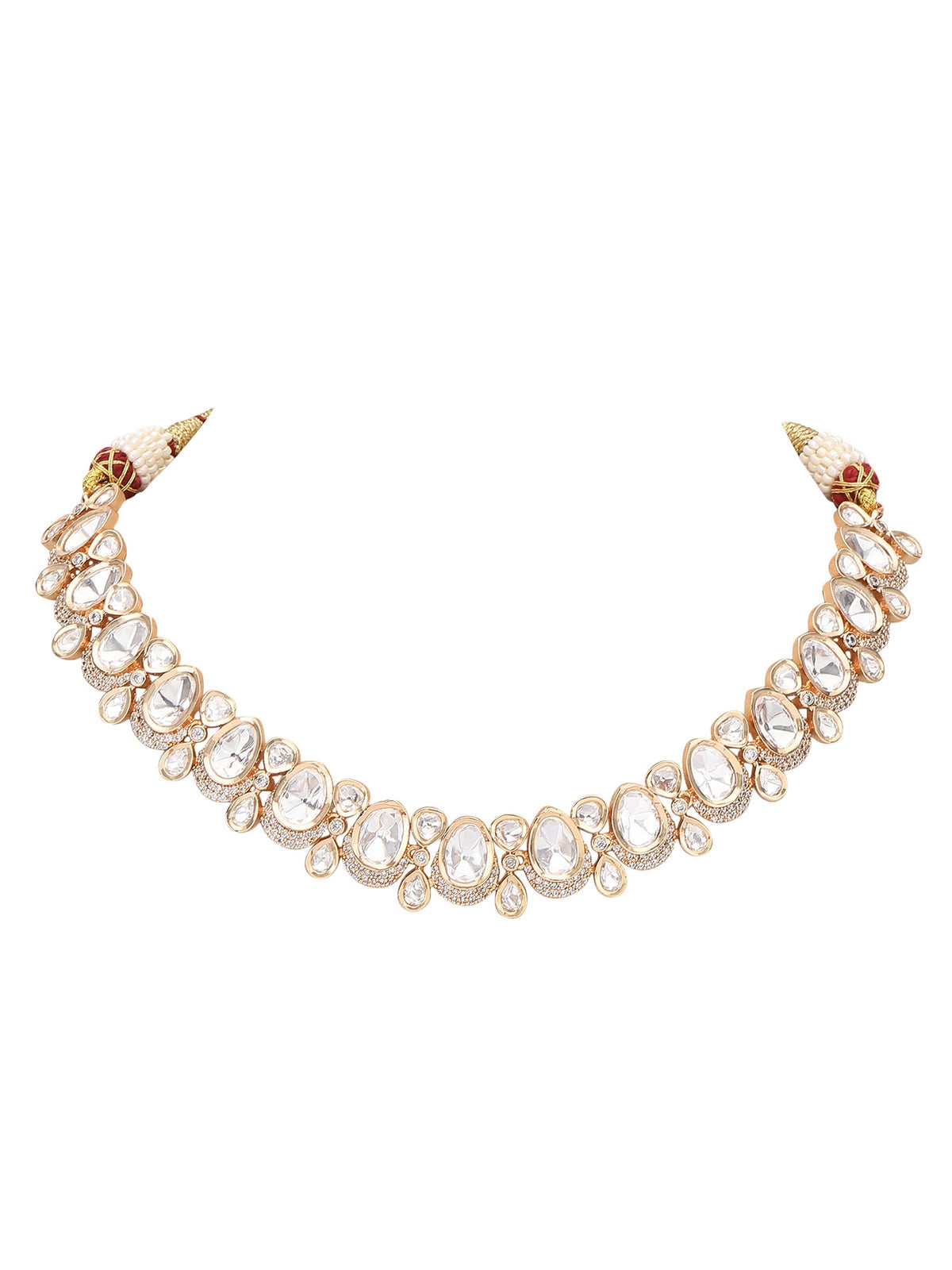 Elegant Kundan Necklace Set with Teardrop Motifs