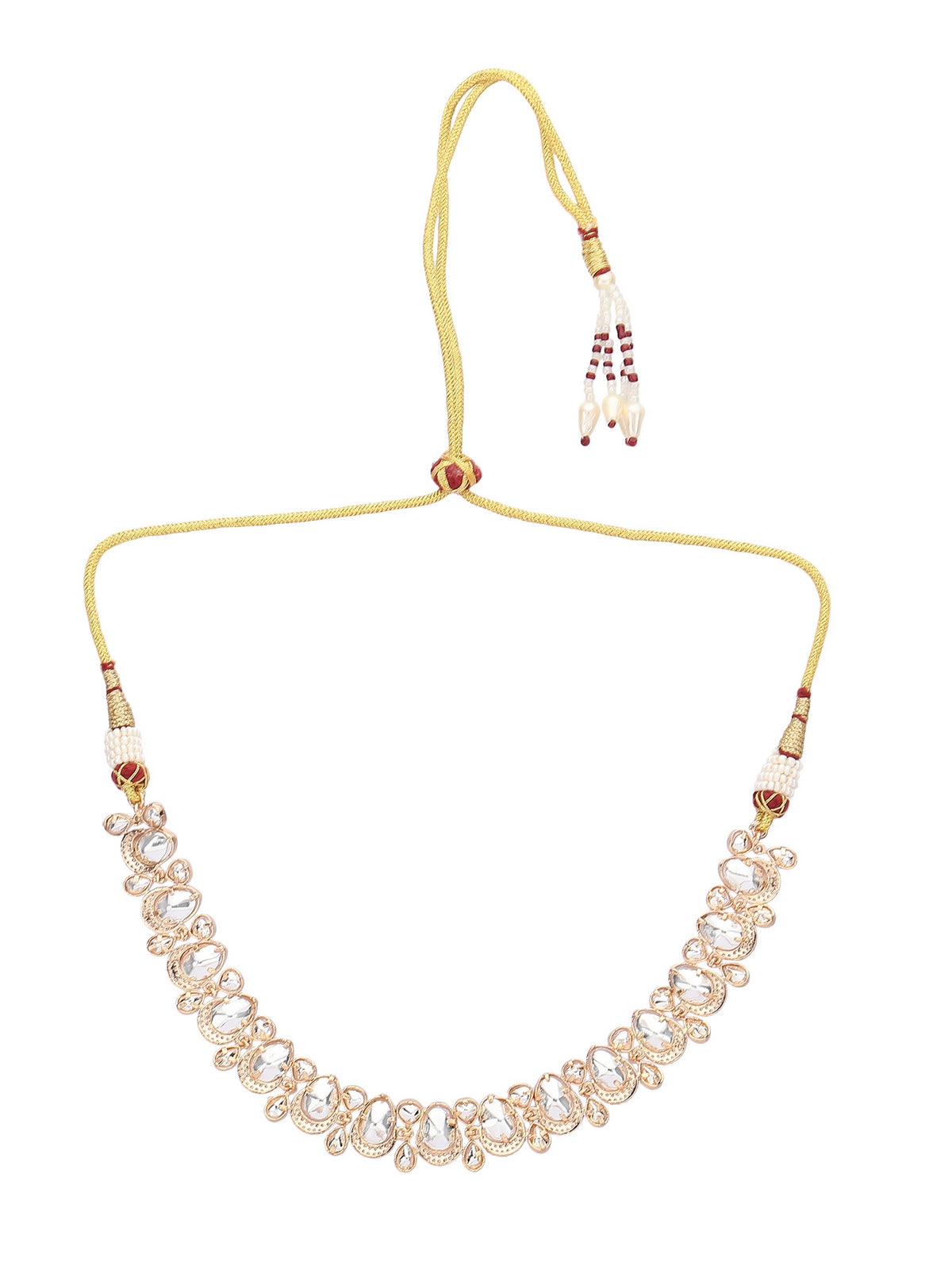 Elegant Kundan Necklace Set with Teardrop Motifs