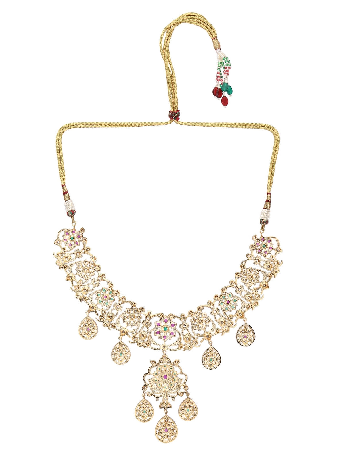 Gold-Toned & White Gold Plated Beaded Handcrafted Jewellery Set